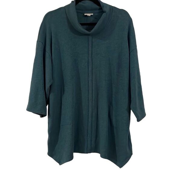 J. Jill Pure Jill teal shark bite cowl neck tunic sweater xs - Picture 1 of 9